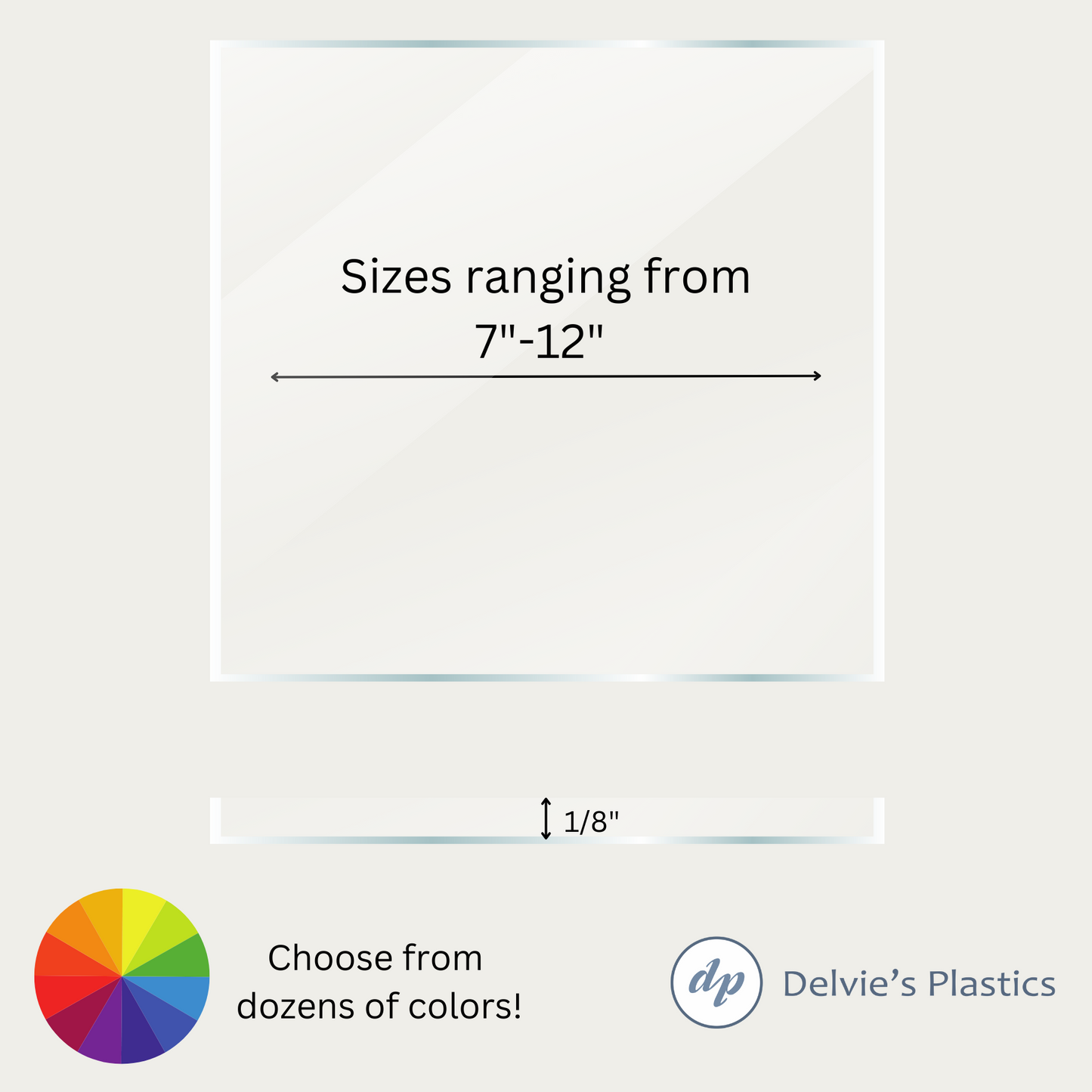 7" through 12" Squares | Laser Cut Color Acrylic Blank Squares